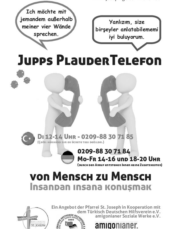 KKG Schalke 2020 04 14 deutsch + türkisch Jupps PlauderTelefon Plakat Bild